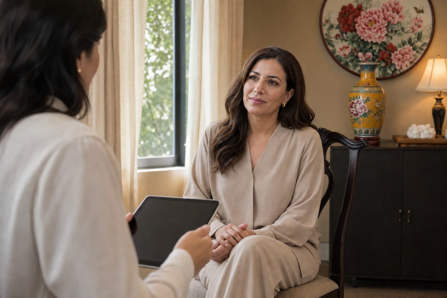 Calm consult answering questions before microneedling near Short Pump