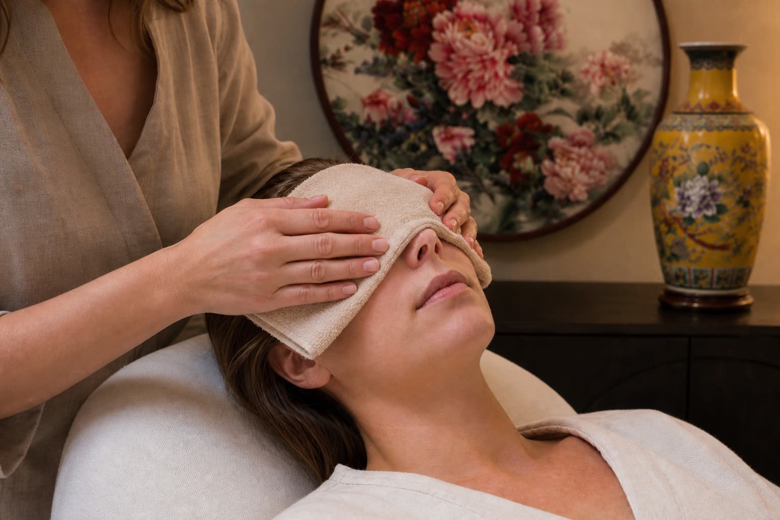 Warm compress soothing skin after Phase 2 treatment