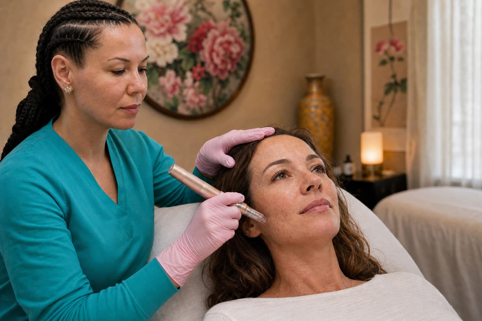 Federica Mingotti performing the microneedling test at Initial Consultation