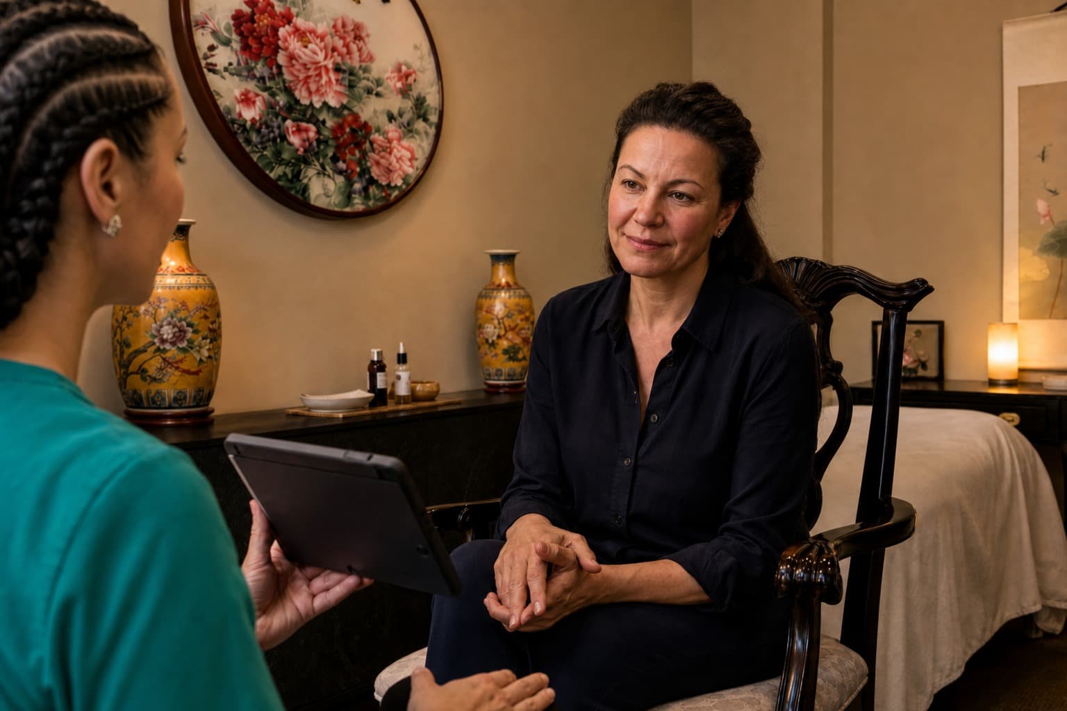 Federica Mingotti in a calm Initial Consultation in the Glen Allen treatment room
