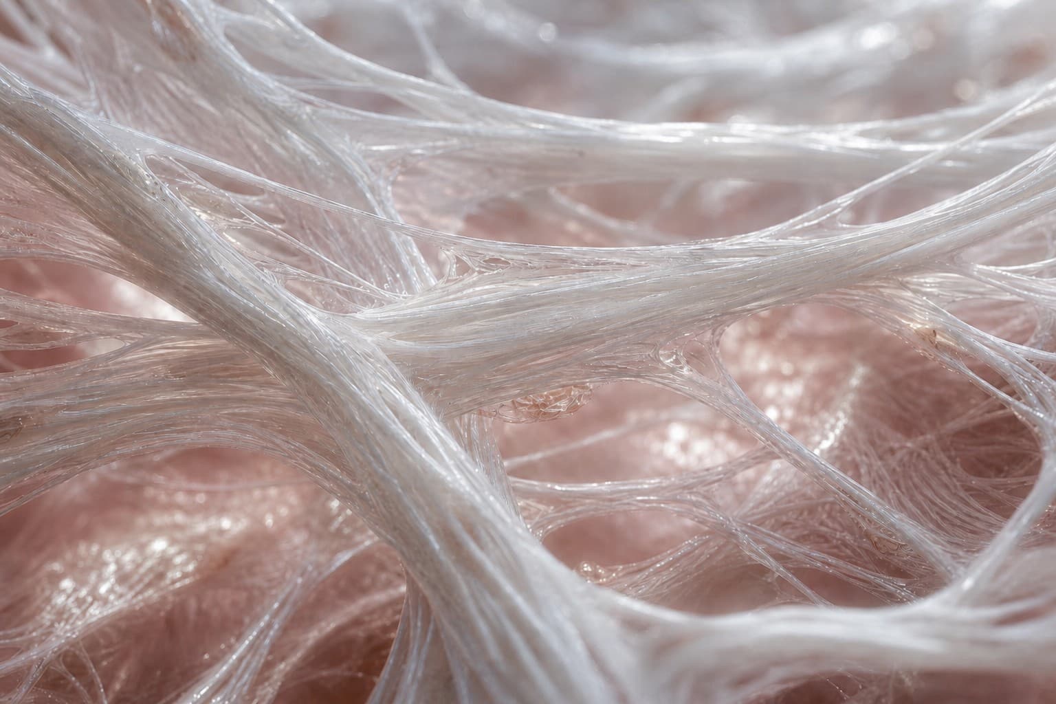 Abstract fibrous structure suggesting collagen remodeling in warm light